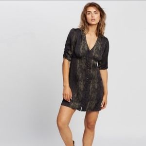 All Saints green, snake skin pattern, silk dress. Size 6